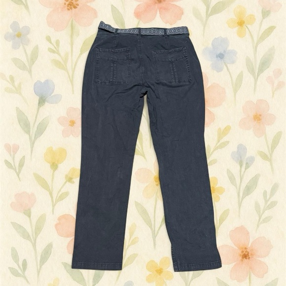 Anthropologie Wanderer Pants 28 Black Utility Cotton Linen Belted Straight - Picture 2 of 6